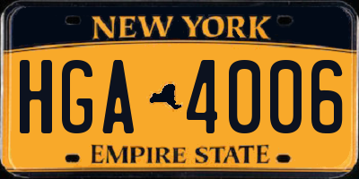 NY license plate HGA4006