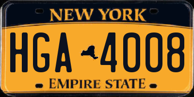 NY license plate HGA4008