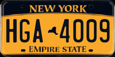 NY license plate HGA4009