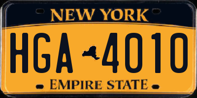 NY license plate HGA4010