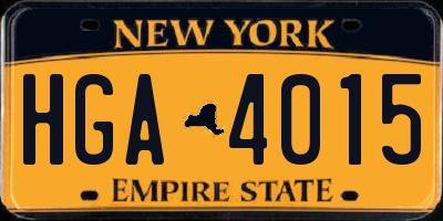 NY license plate HGA4015