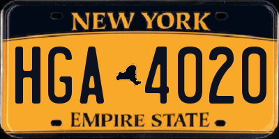 NY license plate HGA4020