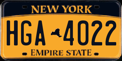 NY license plate HGA4022