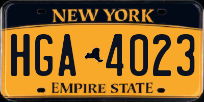 NY license plate HGA4023