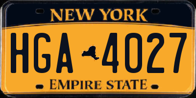 NY license plate HGA4027