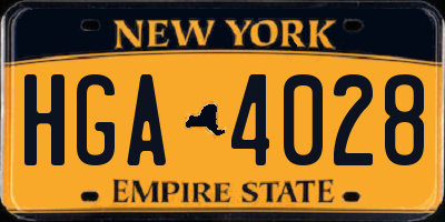 NY license plate HGA4028