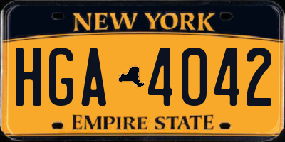 NY license plate HGA4042