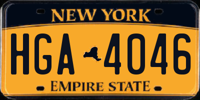 NY license plate HGA4046