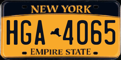 NY license plate HGA4065