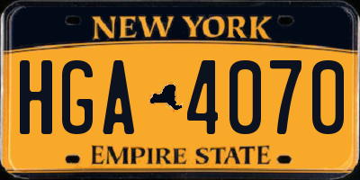 NY license plate HGA4070