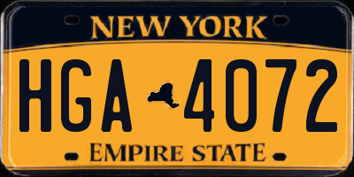 NY license plate HGA4072