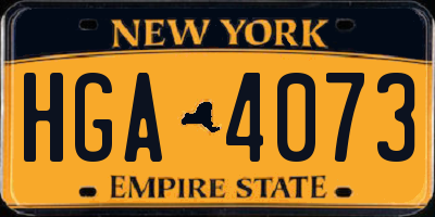 NY license plate HGA4073
