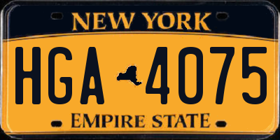 NY license plate HGA4075