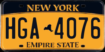 NY license plate HGA4076