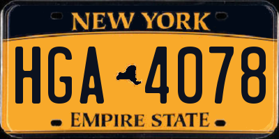 NY license plate HGA4078