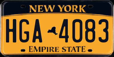 NY license plate HGA4083