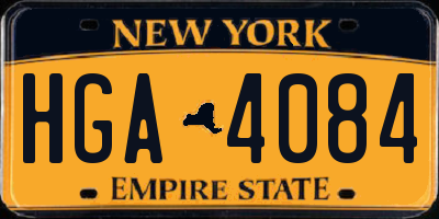 NY license plate HGA4084