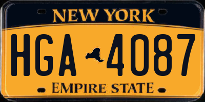 NY license plate HGA4087