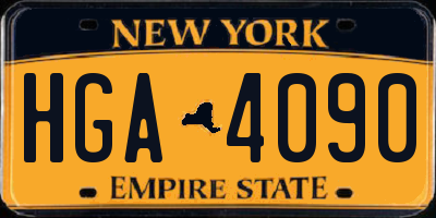 NY license plate HGA4090