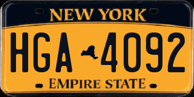 NY license plate HGA4092