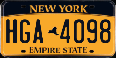 NY license plate HGA4098