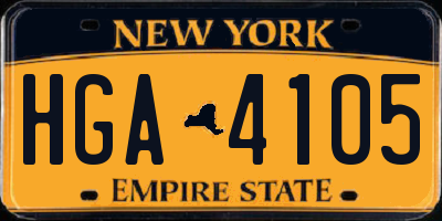 NY license plate HGA4105