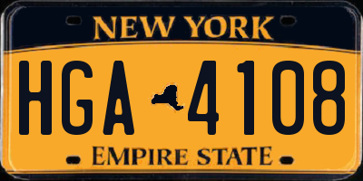 NY license plate HGA4108