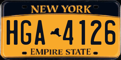 NY license plate HGA4126