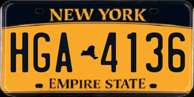 NY license plate HGA4136