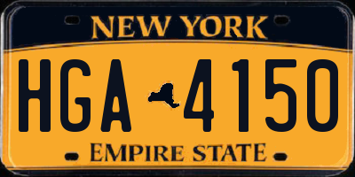 NY license plate HGA4150
