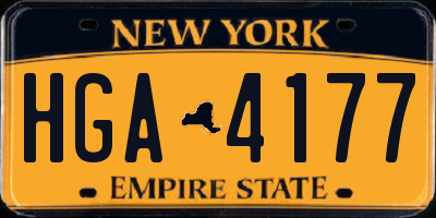 NY license plate HGA4177