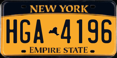 NY license plate HGA4196