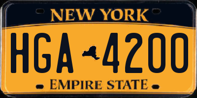 NY license plate HGA4200