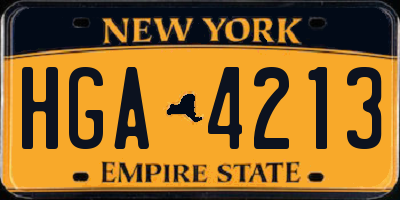 NY license plate HGA4213