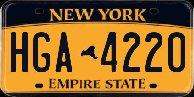NY license plate HGA4220