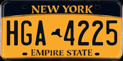 NY license plate HGA4225