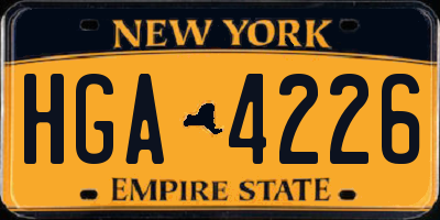 NY license plate HGA4226