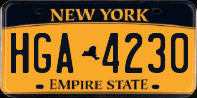 NY license plate HGA4230