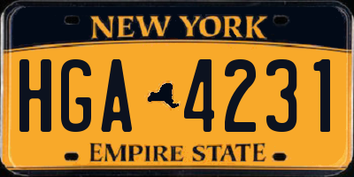 NY license plate HGA4231