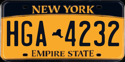NY license plate HGA4232