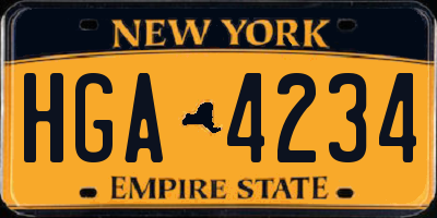 NY license plate HGA4234