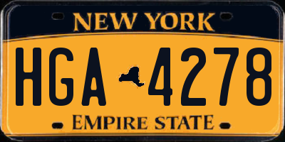 NY license plate HGA4278