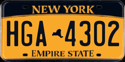 NY license plate HGA4302