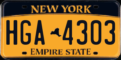 NY license plate HGA4303