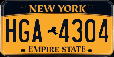 NY license plate HGA4304