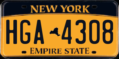 NY license plate HGA4308