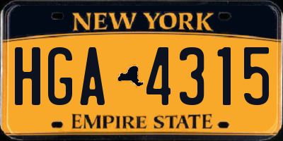 NY license plate HGA4315