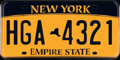 NY license plate HGA4321