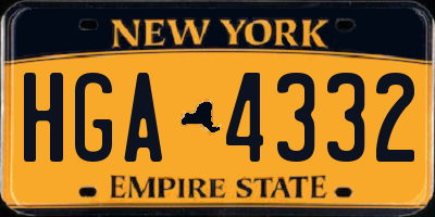 NY license plate HGA4332
