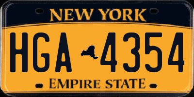 NY license plate HGA4354
